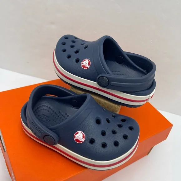 CROCS Kids Navy Blue Slippers - Picture 7 of 16